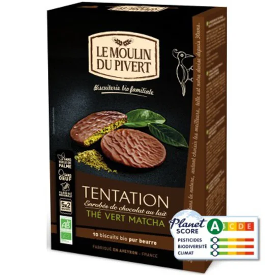 Biscuits Tentation Chocolat Noir Au Thé Vert Matcha Bio