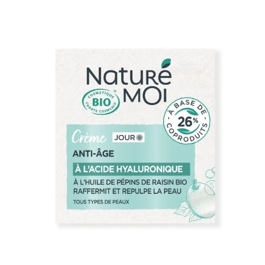 Crème Visage Anti-Âge Jour Acide Hyaluronique & Huile de Pépins de Raisin Bio