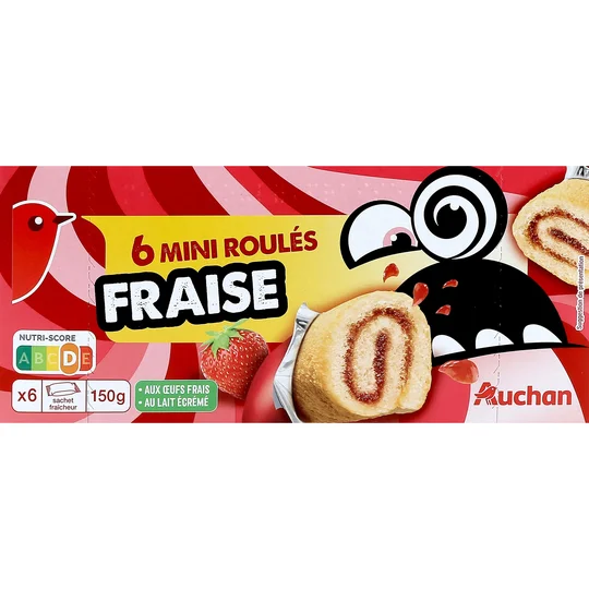 Mini roulés fraise, sachets individuels