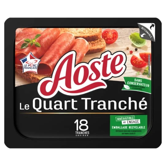 Jambon cru, quart pré-tranché