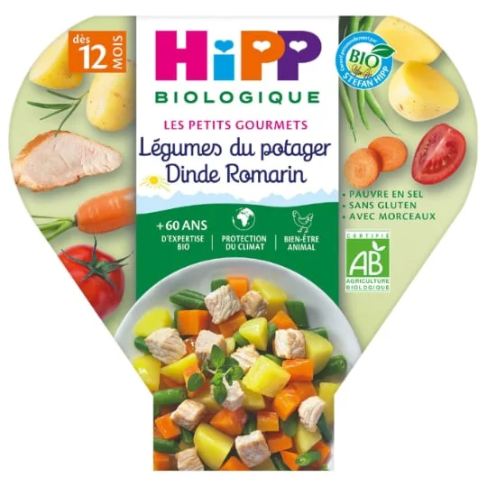 Plat bébé dès 12 mois légumes du potager dinde romarin Bio