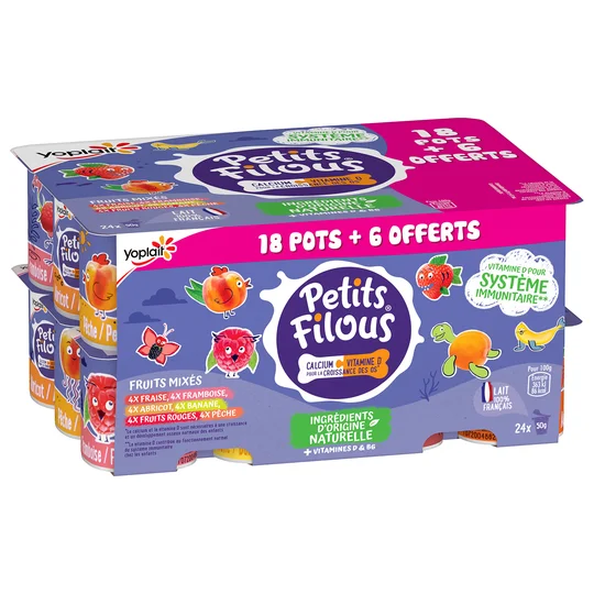 Petits suisses aromatisés aux fruits mixés