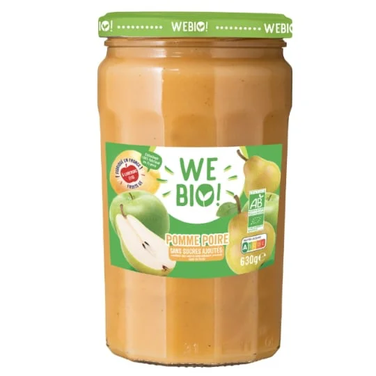 Compote pomme poire bio sans sucres ajoutés