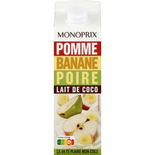 Jus pomme banane poire lait de coco