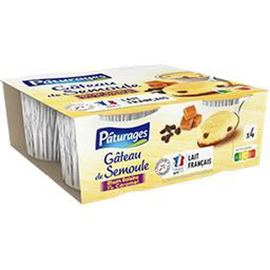 Gâteau de semoule rhum raisins sur lit de caramel