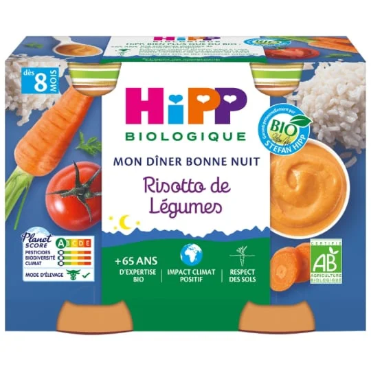 Petits pots bébé dès 8 mois risotto de légumes Bio
