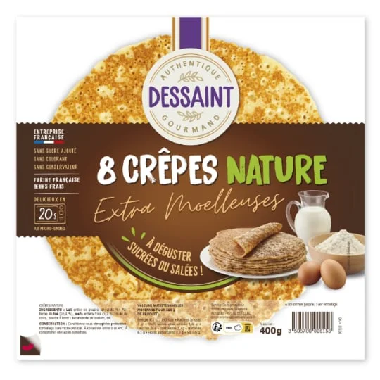 Crêpes Daniel Dessaint Moelleuses natures x8