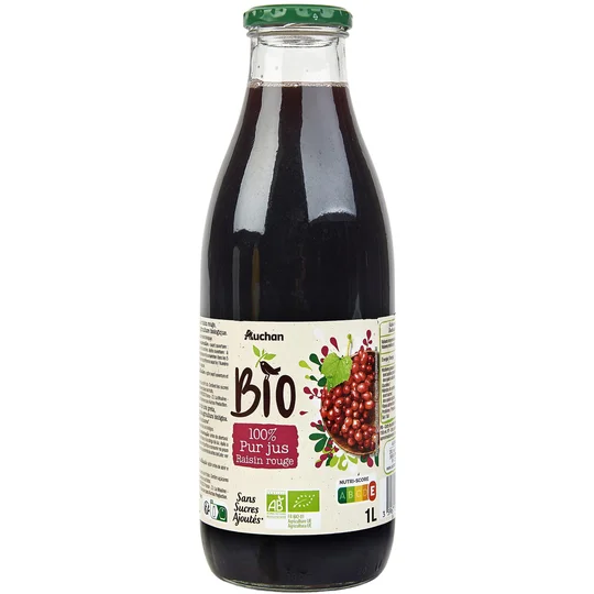 Pur jus de raisin bouteille verre