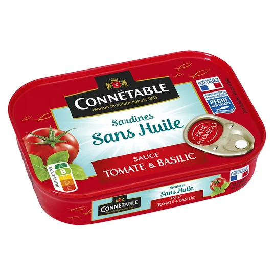 Sardines sans huile Tomate Basilic