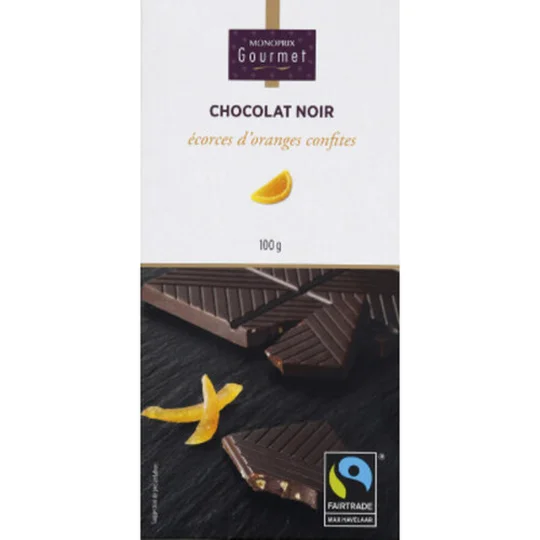 Chocolat noir aux écorces d'oranges confites, Max Havelaar