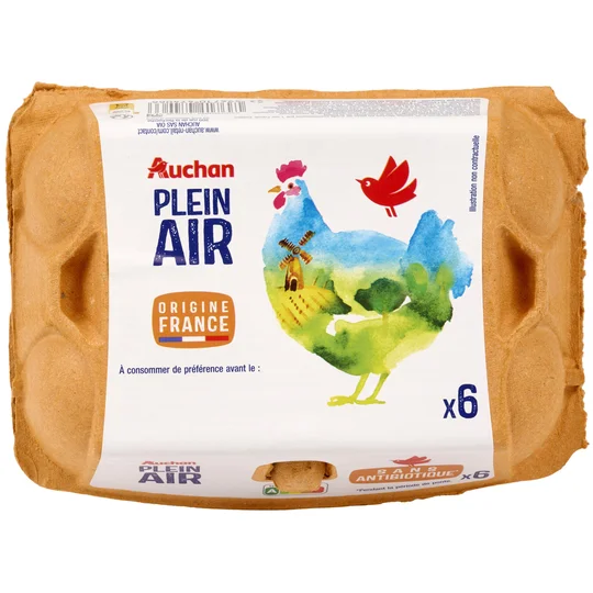 Oeufs de poules élévées en plein air sans antibiotique