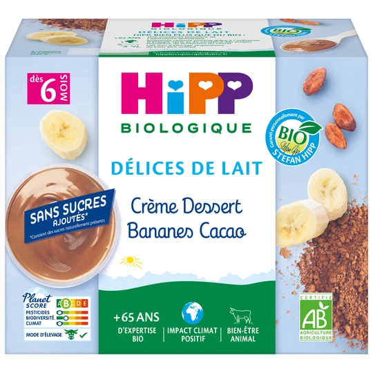 Crème dessert bio Hipp Bio Cacao - 6 mois