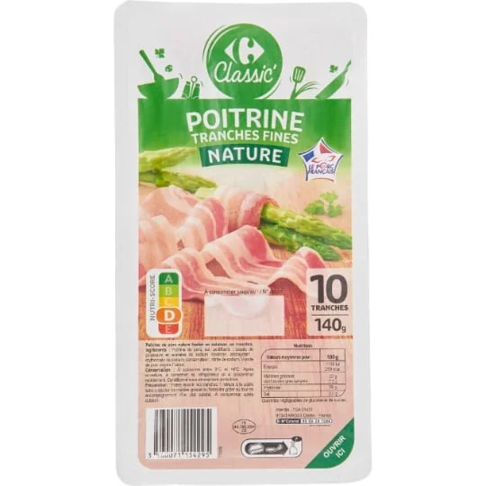 Poitrine nature tranches fines