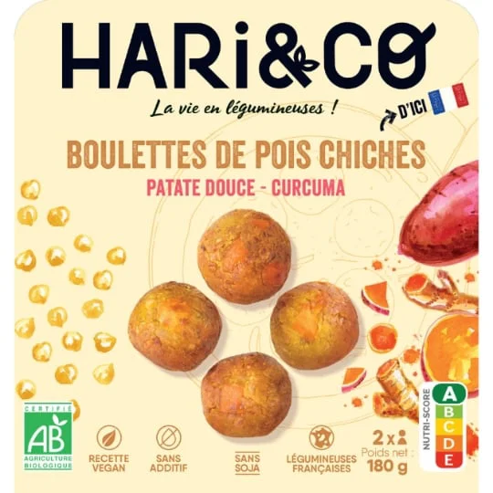 Boulettes de pois chiches patate douce et curcuma Bio