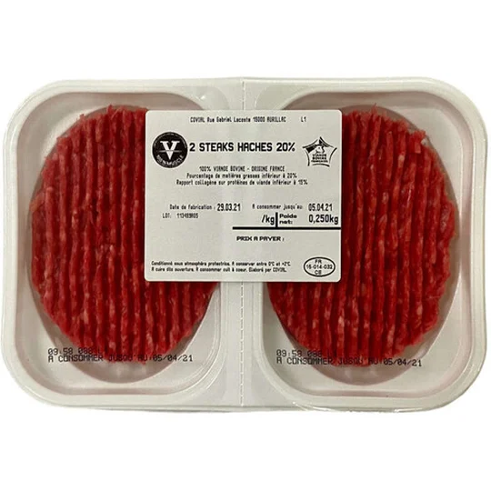 Steak haché de boeuf 20% mat. gr.