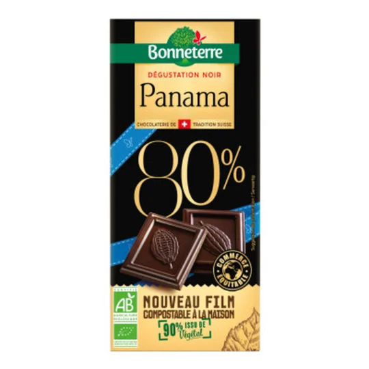 Chocolat Noir Intense Du Panama 80% Cacao Bio