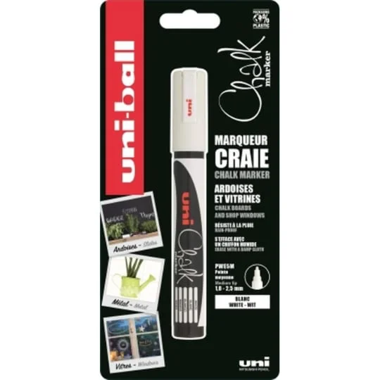 Marqueur craie pointe large blanc