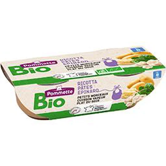 Ricotta pâtes épinard pâtes BIO, dès 8 mois