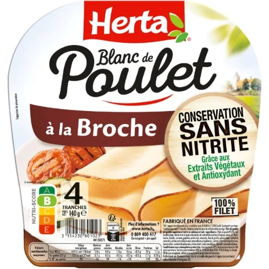 Blanc de poulet à la broche conservation sans nitrite