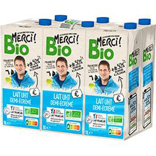 Lait UHT demi-écrémé BIO