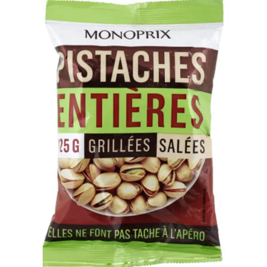 Pistaches entières grillées salées