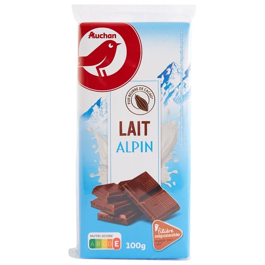 Tablettes de chocolat au lait Alpin