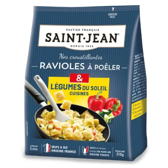 Pate fraiche raviole à poêler 3 fromages et ses légumes du soleil