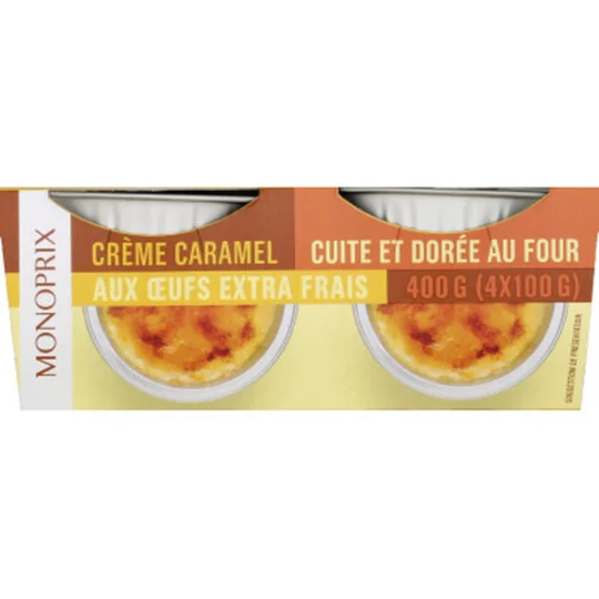 Crème caramel cuite et dorée au four
