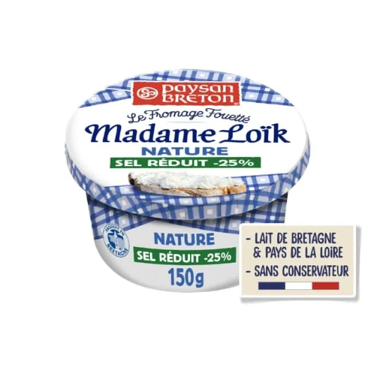 Fromage à Tartiner Nature Au Sel de Guérande Réduit en Sel -25%