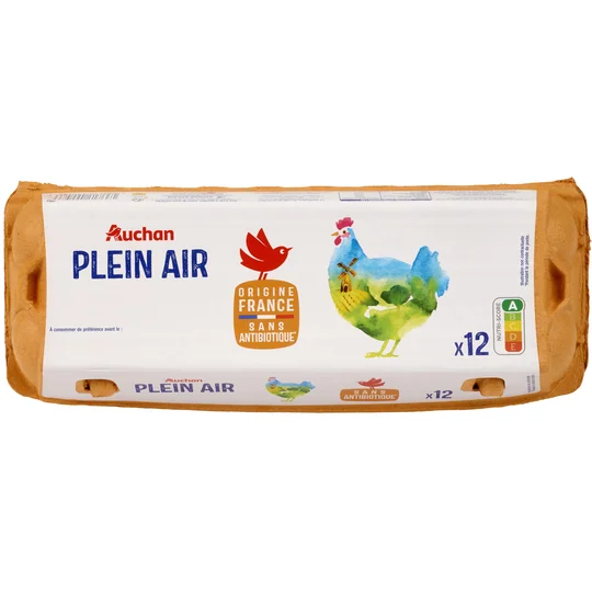 Oeufs de poules élevées en plein air sans OGM et sans antibiotique