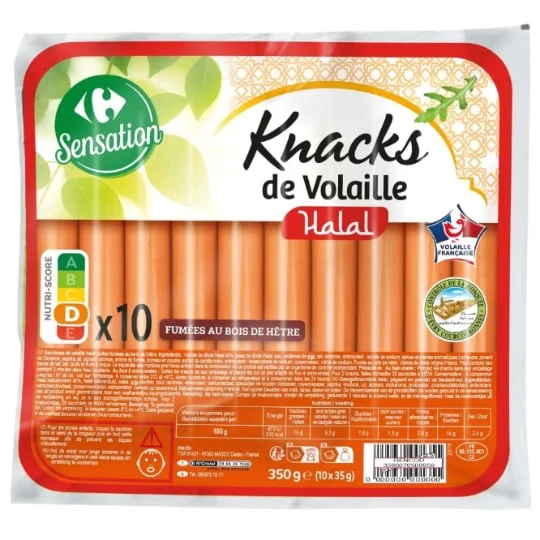 Knacks de volaille halal fumées
