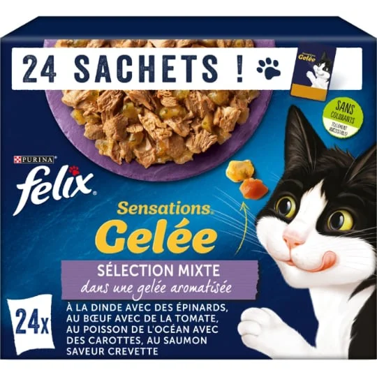 Pâtée pour chat en gelée aromatisée mixte