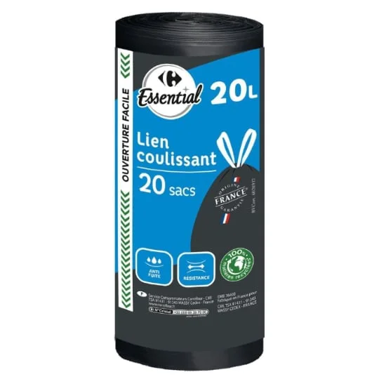 Sac poubelle à lien coulissant 20L