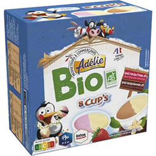 Crème glacée Cup's vanille-fraise, vanille chocolat Bio