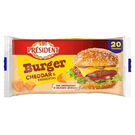 Fromage en Tranches à Burger Cheddar et Emmental