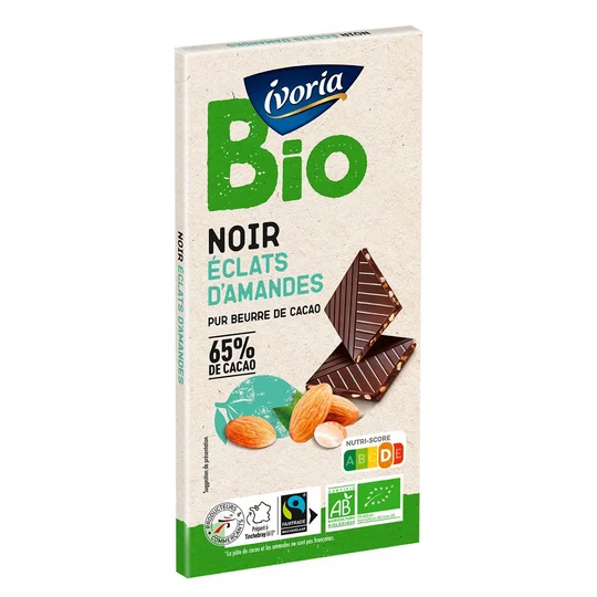 Chocolat noir éclats d'amandes caramélisés BIO