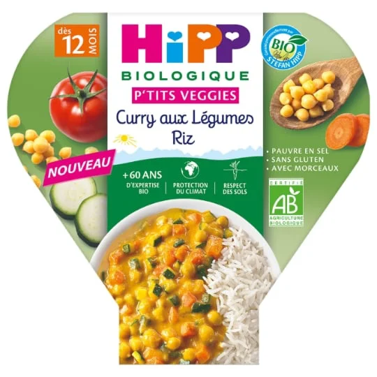 Plat bébé dès 12 mois curry aux légumes Riz Bio