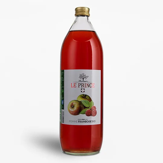 Pur jus de pomme framboise bio bouteille verre