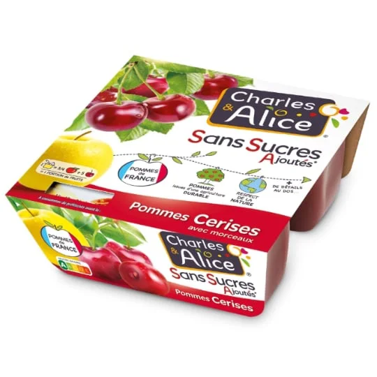 Compotes pommes cerises s/sucres ajoutés