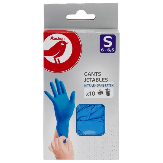 Gants jetables fins nitrile taille S