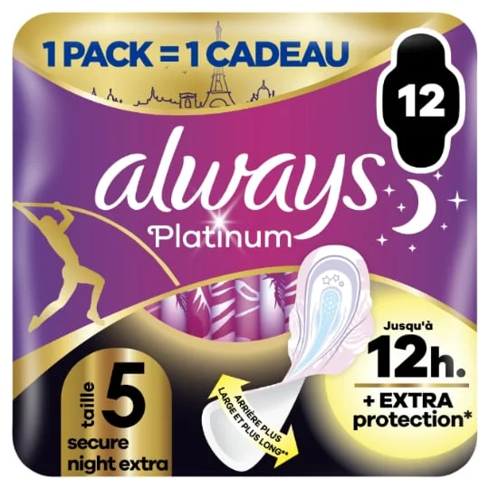 Serviettes Hygiénique Platinum Extra Protection Nuit Taille 5