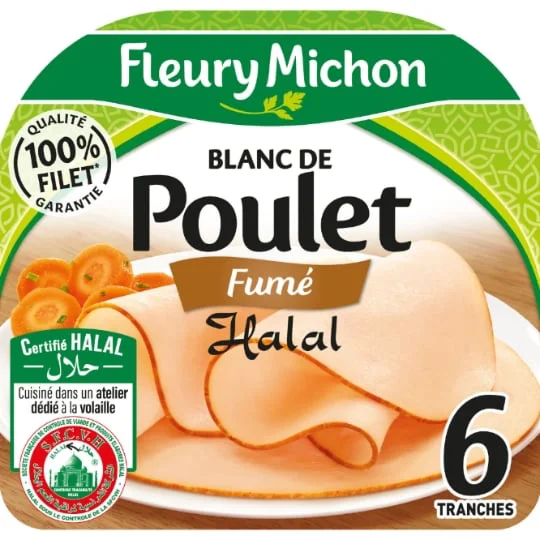 Blanc de poulet fumé tranches fines halal