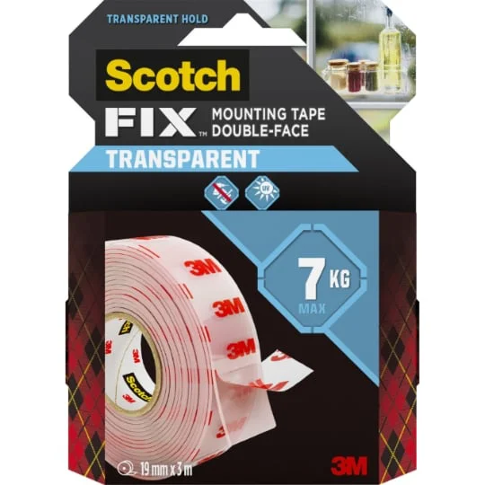 Adhésif transparent double face 3mx19mm