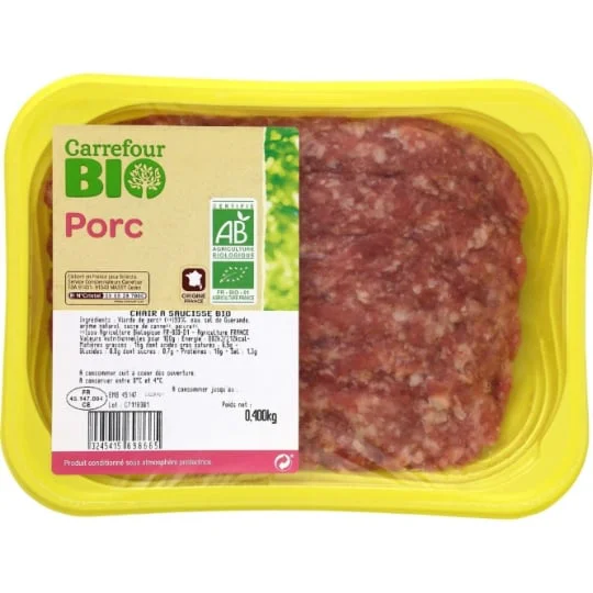 Chair à saucisse bio porc