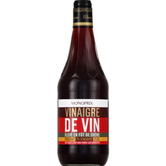 Vinaigre de vin élevé en fût de chêne, puissant, 7% d'acidité
