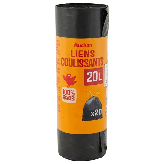 Sacs poubelle avec liens coulissants 20L