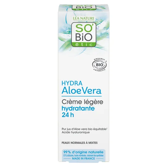 Crème de jour Sobio Etic Hydratante à l'aloé Vera