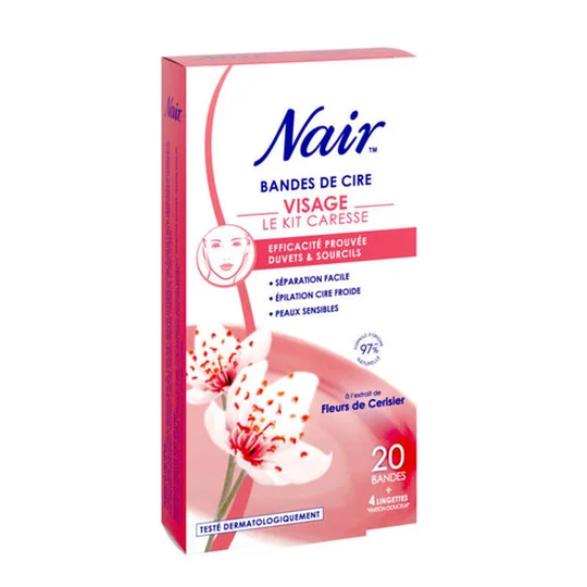 Banndes de cire visage kit caresse 20 + 4 lingettes