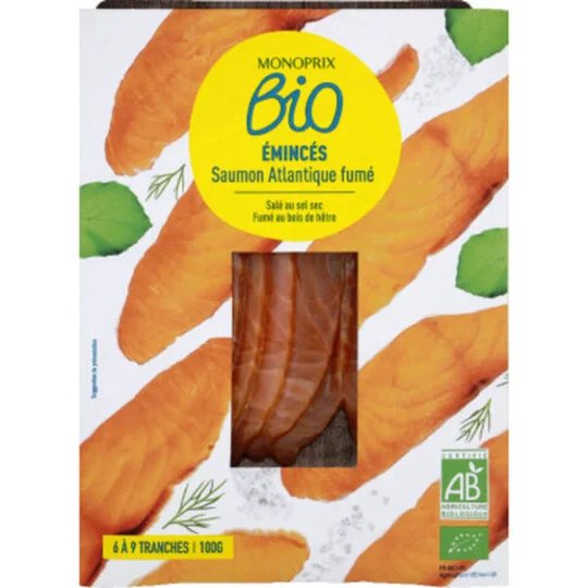 Emincés de saumon Atlantique fumé bio