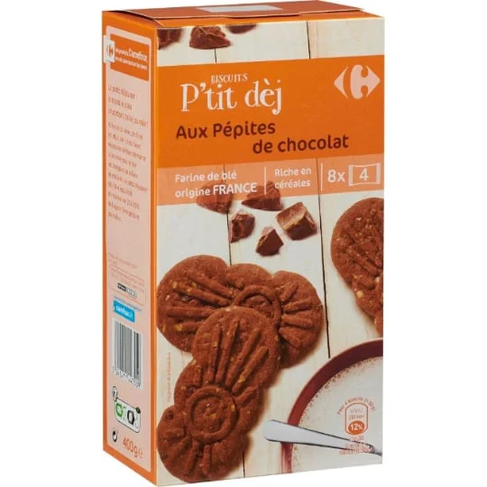 Biscuits petit déjeuner pépites de chocolat